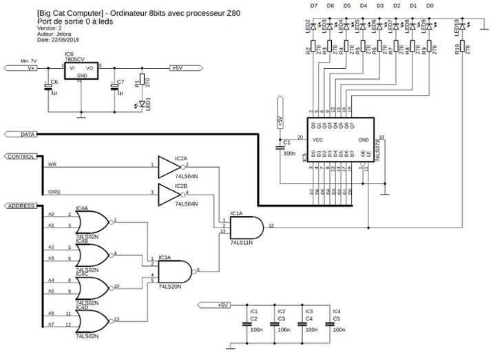 Prototype ordinateur 8bits Z80 - Port de sortie 0 à leds.JPG